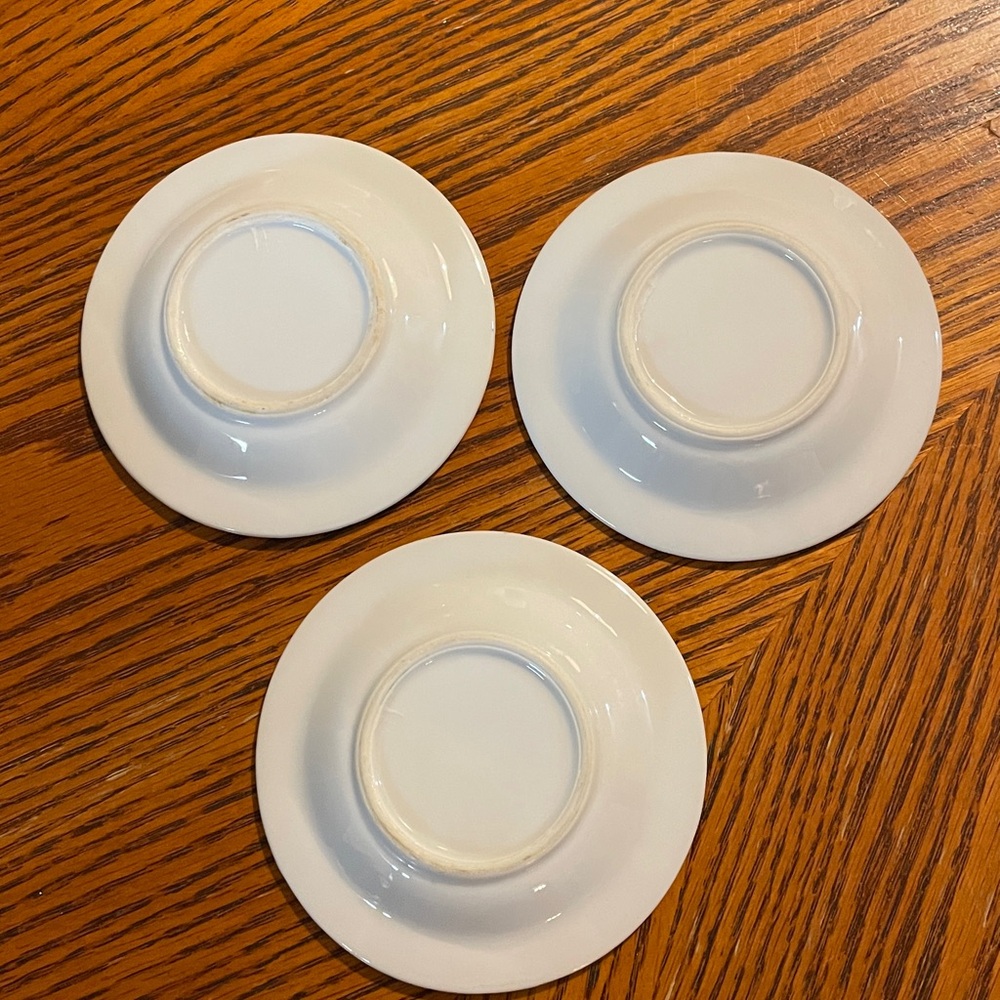 Mid Century Ashtray Set Of 3, Porcelain Gold Hand Painted 4” Diameter Cute Gift - Picture 2 of 2